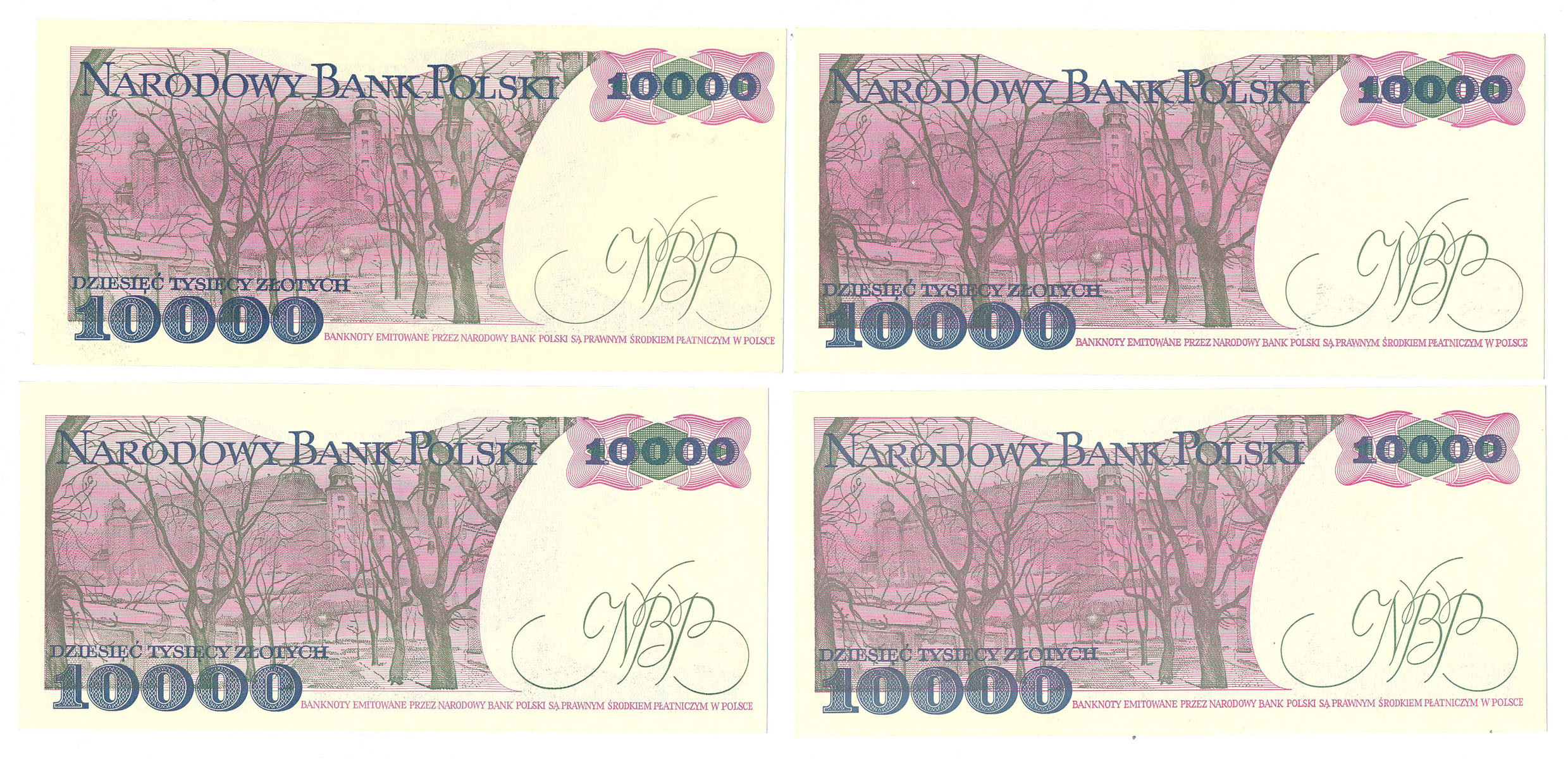 10.000 złotych 1988, zestaw 4 sztuk